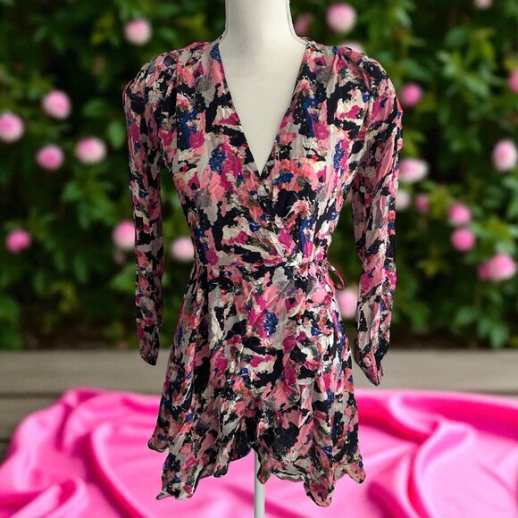 IRO Women's Pink Floral Wrap Dress Size 34 US XS - Picture 1 of 11
